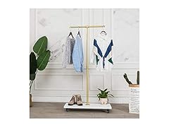 59" Gold Industrial Pipe Coat Rack Stand