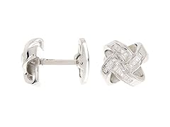 Blackjack Jewelry Polished Stainless Steel CZ Knot Cufflinks