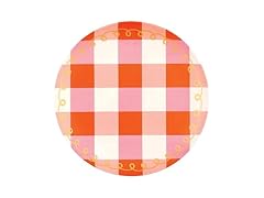  8" Melamine Plastic Plate, Set of 4, Pink Plaid