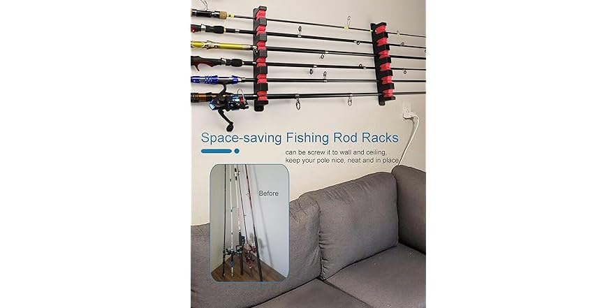 1 Pair Fishing Rod Wall Mounted Rack