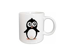 3dRose Cute penguin - black and white cartoon Mug