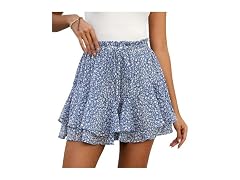 LOMMOJ  Shorts for Women Blue Floral