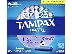 Tampax Pearl Tampons Unscented Lite 50 Count