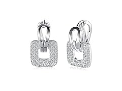 GSLAOZ 14K White Gold Plated CZ Hoop 