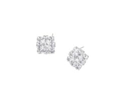 Silver Cluster CZ Stud Earrings (round center stone)