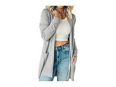 Spicy Sandia Womens Knit Cardigan Open Front Lt Gray