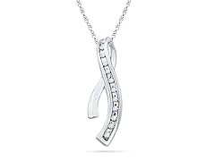 Dia Accent Silver Lined Ribbon Pendant
