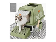 Extra Large Enclosed Stainless Steel Litter Box with lid