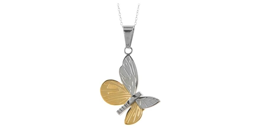 Two tone butterfly necklace Clearance