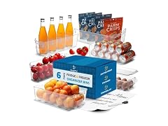 Hearth & Harbor 24 Piece Fridge Organizer Bins - Set of 18 