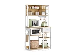 VASAGLE Bakers Rack with Charging Station, Coffee Bar, 12 Hooks
