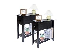 LUSUOWLZ Narrow End Table 2Pk Black