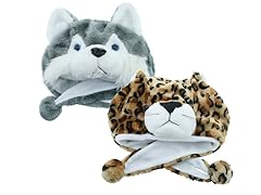 Children's Animal Hat 2-PK: Leopard and Wolf
