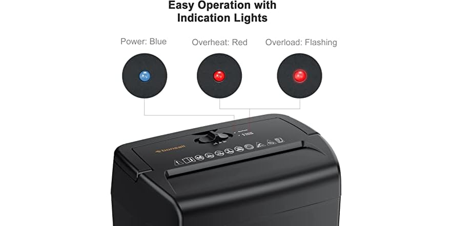 Bonsaii C237-B 6-Sheet Cross Cut Paper Shredder – 13L Bin, Upgrade Version