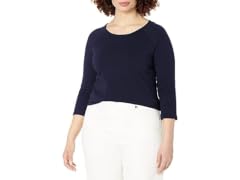 Hanes Women (L) Stretch Cotton Raglan Tee Navy