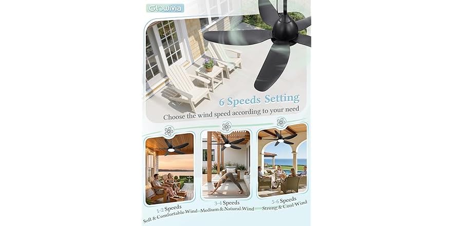 Glowivia Outdoor Ceiling Fan with Lights