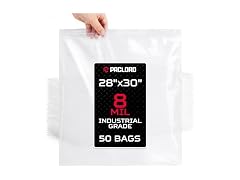 28" x 30" Heavy-Duty Extra Large Zip Plastic Bags, 50 Count