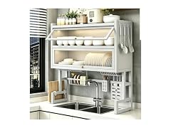 White Over The Sink Dish Drying Rack 41.33"