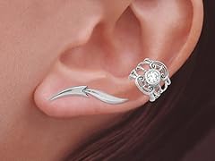 Silver Ear Pin Earrings CZ Earcuff