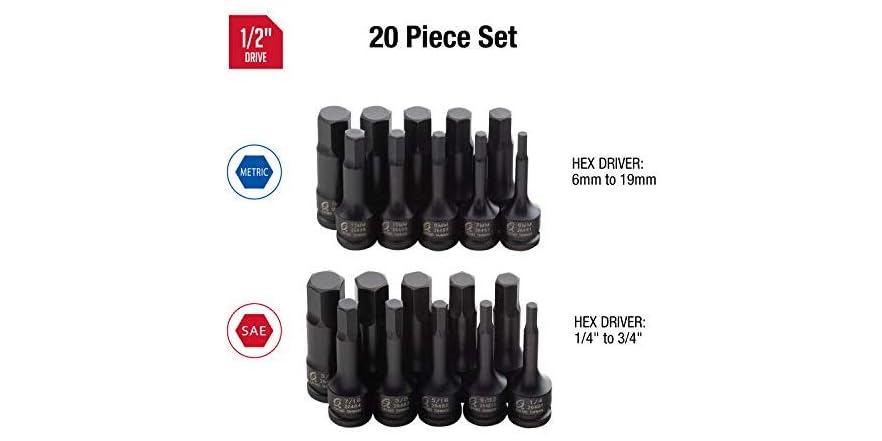 Sunex 20pc SAE & Metric Hex Driver Set