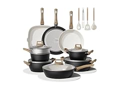 bazova 24Pcs Ceramic Cookware Set Black/White