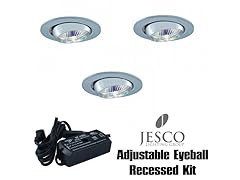 3-Light 105W Adjustable Eyeball Mini Recessed Kit