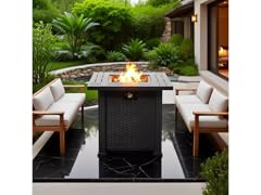 28" Sq 50k BTU Steel Fire Table – Black
