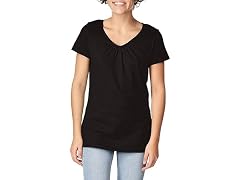 Hanes Women (XXL) Shirred V-neck T-shirt Black