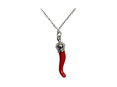 P.S. I Love Italy Silver Italian Red Horn Charm