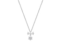 Moissanite Diamond Bow & Round Necklace