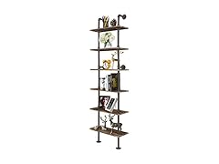Hysache 6-Tier Pipe Shelves, 82 inch Wall-Mounted Bookshelf 