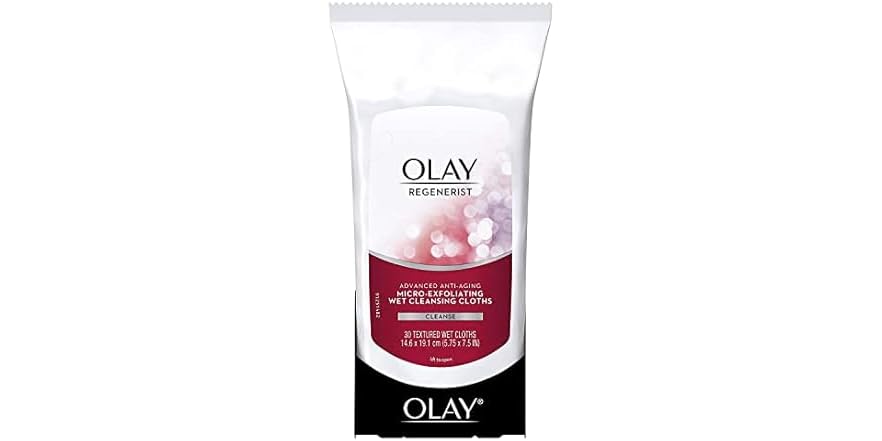 Olay Regenerist Anti-Aging Micro-Exfoliating Wet Cleansing Cloths, 30 ct