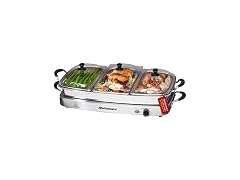 Elite Gourmet Triple 3 x 2.5 Quart Trays Buffet Server