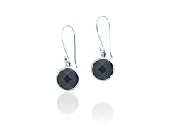 SS .925 Black Agate 6cttw Earring