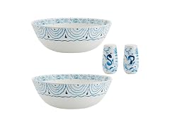 Fitz and Floyd Sicily Blue Italian Design Serve Bowls Set of 2