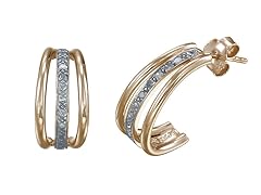 YGP 0.10 CT Sterling Silver Diamond Hoop Earrings
