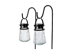 Home Zone 2Pk Crackle Glass Solar Lanterns