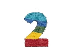 Unique Rainbow-Colored Number 2 Shaped Pinata