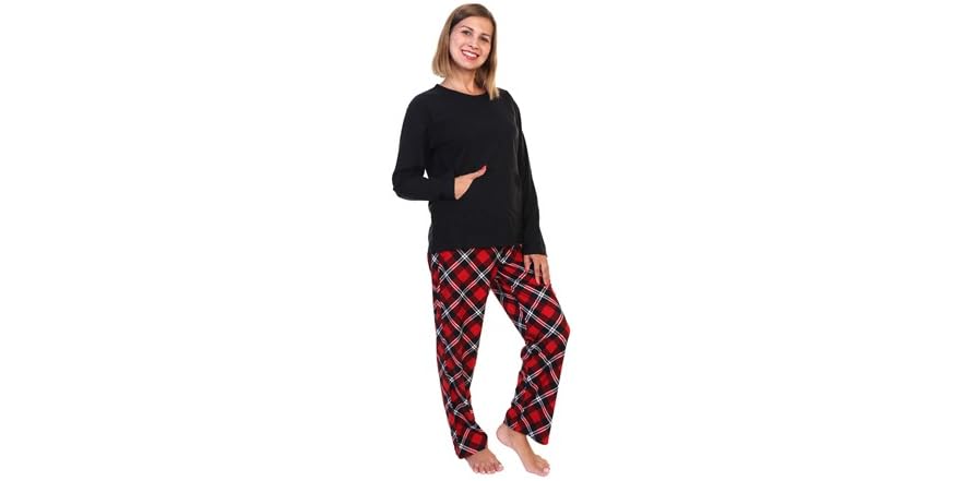 Angelina Women's Kangaroo Pocket Flannel PJ Set