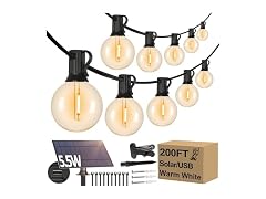 Lakumu 200FT(2 x100FT) G40 Solar String Lights