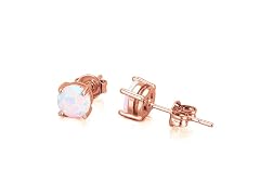 Sterling White Fiery Opal Stud Earring