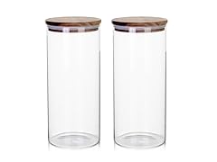 Smart Design Glass & Acacia Canisters 2pk