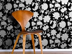Floral Toile Black Tiles