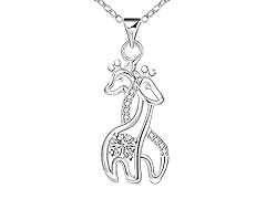 Sterling Silver Pave Giraffe Necklace