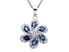 1 CT Silver Blue Sapphire Pendant