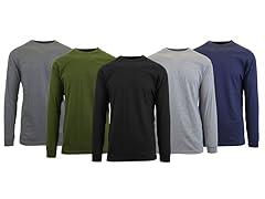 (3 or 6Pk) Mens L/S Crew Neck Solid Shirt