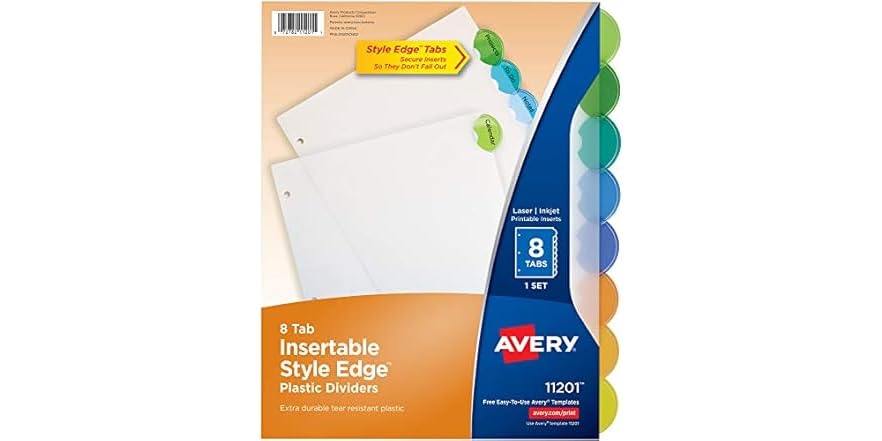 Avery Insertable Style Edge Plastic Dividers