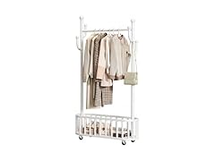 CuisinSmart Rolling Clothes Rack with Wheels White