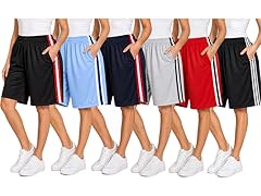 5Pk Womens Loose Fit Active Stripe Shorts