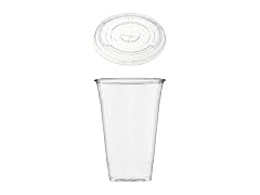 TLAPS 24 oz Crystal Clear Plastic Cups with Flat Lids 100 CT 